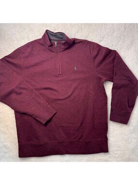 Polo Ralph Lauren mens large Luxury Jersey Quarter-Zip Pullover heather wine